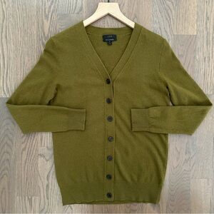 J. Crew V-Neck Long Sleeve Cashmere Blend Cardigan Sweater in Light Oregano XS